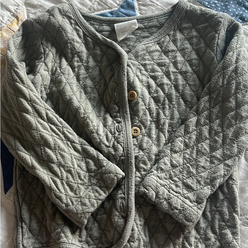 Quilted Green Kids Cardigan